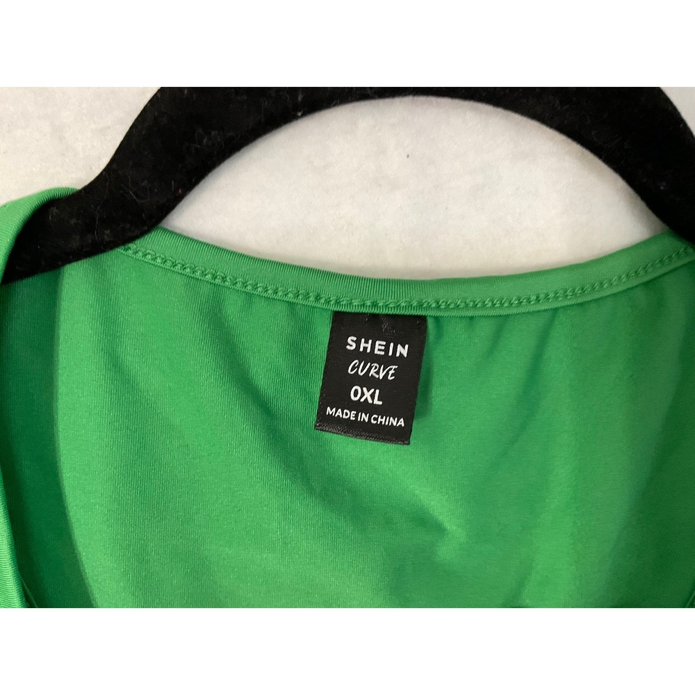 SHEIN Curve 2 Piece Skirt Set Womens 0XL Green Fringe Crop Top Midi Skirt Co-ord - Picture 2 of 11